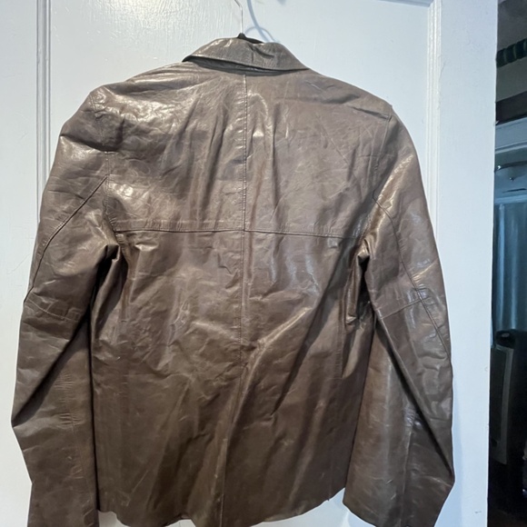 Banana Republic Taupe Leather Jacket - Size 6 - Picture 4 of 5